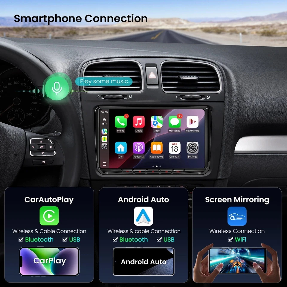 DAB+ Android 14 4+64GB Autoradio Carplay GPS Für VW Golf 5 6 Touran Tiguan Polo - Bild 2 von 4