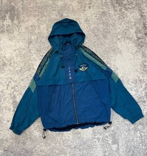 Vintage ASICS Running Windbreaker Jacket Men  s M 90s Blue Hooded Track