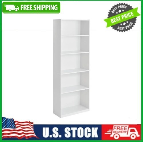 Mainstays 5-Shelf Bookcase with Adjustable Shelves, White