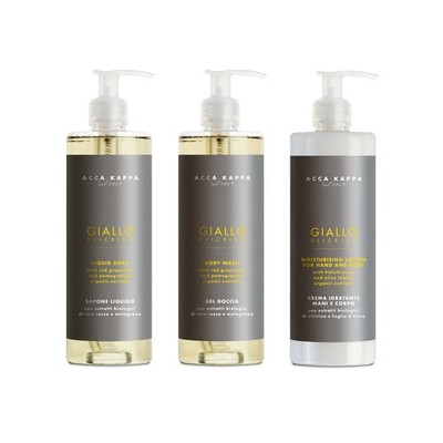 ACCA KAPPA Giallo Elicriso 3x380ml Flüssigseife, Body Wash/Duschgel, Bodylotion