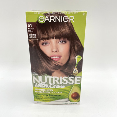 Garnier Nutrisse Nourishing Permanent Color Creme, 51 Medium Ash Brown 1 Pack