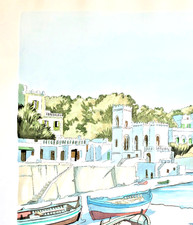 Aldo RISO incisione  firmata, certificata e  dipinta a mano 60 x 80. Tricase