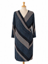 Chico's Surplice Geometric Print Faux Wrap Dress Size XXL 20 22 (4) Blue Red