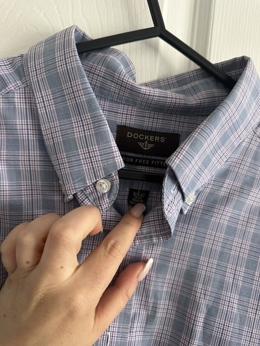 Dockers Blue Checked Long Sleeve Shirt Size 16” - Picture 2 of 2