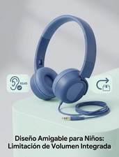 Kids Wired Volume Limited Foldable On-Ear Headphones, Blue 3.5mm Jack