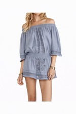 Boho Off Shoulder Embroidered Mini Dress S Peasant Festival Chic Cotton Spring