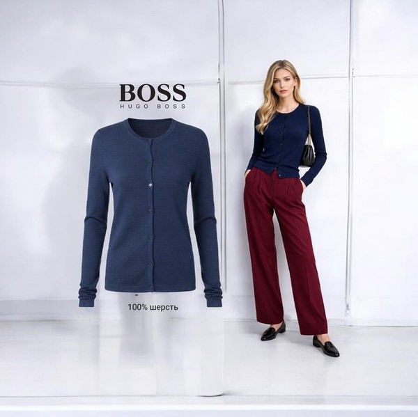 Women Hugo Boss Sweater Navy Wool 36 / S / 44 #66N4