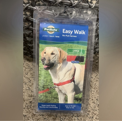 PetSafe Easy Walk No-Pull Harness Large (65 - 95 lbs) Black / Red Nylon NIP