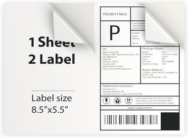 Premium 8.5x5.5 Shipping Labels, Self Adhesive, 200-4000 Pack, Fast Shipping - Afbeelding 1 van 11