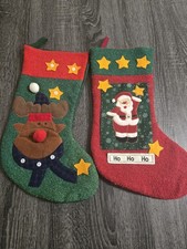 2 Christmas Stockings 1 Santa  1 Reindeer Gentle Used