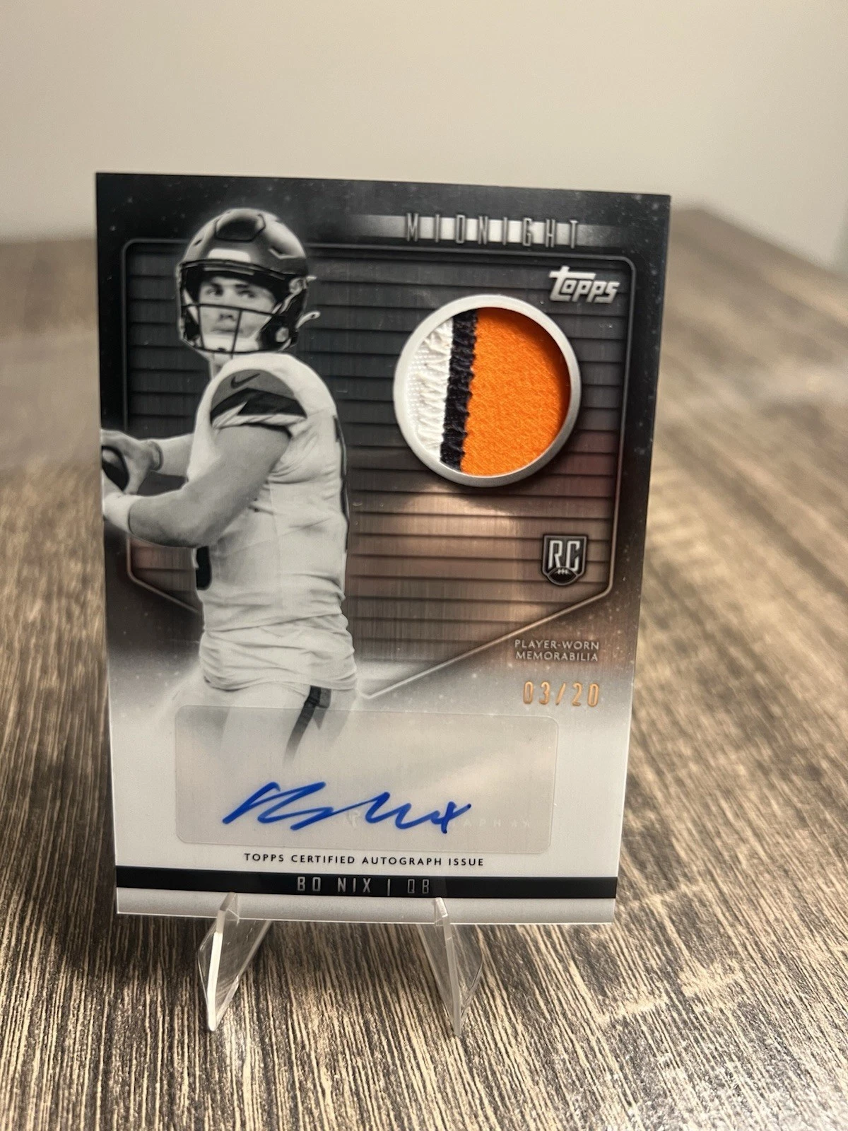 2024 Topps Midnight Football Bo Nix Rookie Patch Auto Equinox RC /20 GEM RPA 🔥