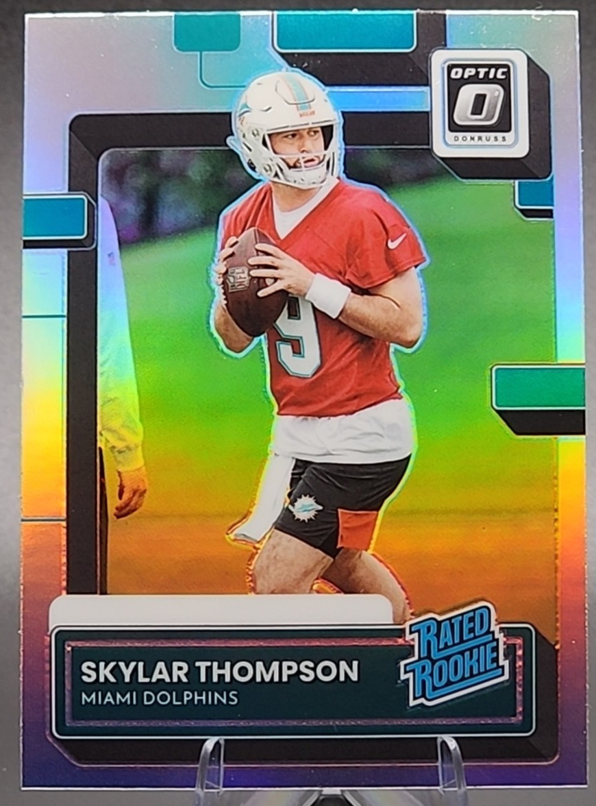 2022 Donruss Skylar Thompson Rated Rookie RC Optic Preview Silver Prizm Dolphins