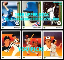 1989 UPPER DECK #601-700 + High Series #701-800 $2 or 2 Card Minimum YOU PICK!