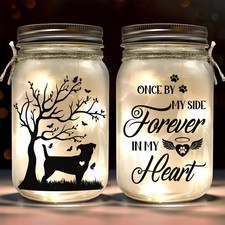 Once by My Side Forever in My Heart Mason Jars Night Light, Dog Memorial Gift...