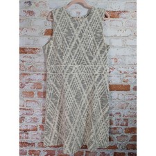 Ann Taylor Sheath Dress Womens 14 Black Ivory Geometric Tweed Sleeveless Office