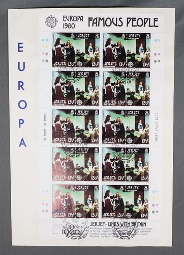 MayfairStamps Jersey FDC 1980 Europa Famous People Souvenir Sheet First Day Cove