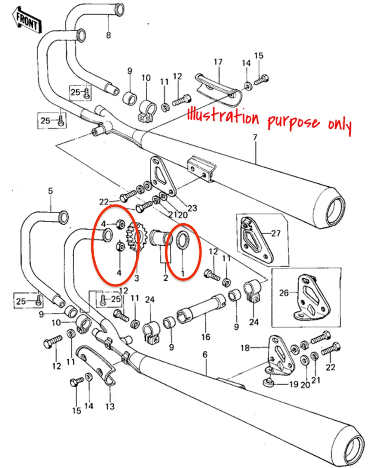 Juego de reparación de juntas de colector de escape Kawasaki KZ650B/C/D/E/F 1977-1980 (Completo) Foto 2 de 2