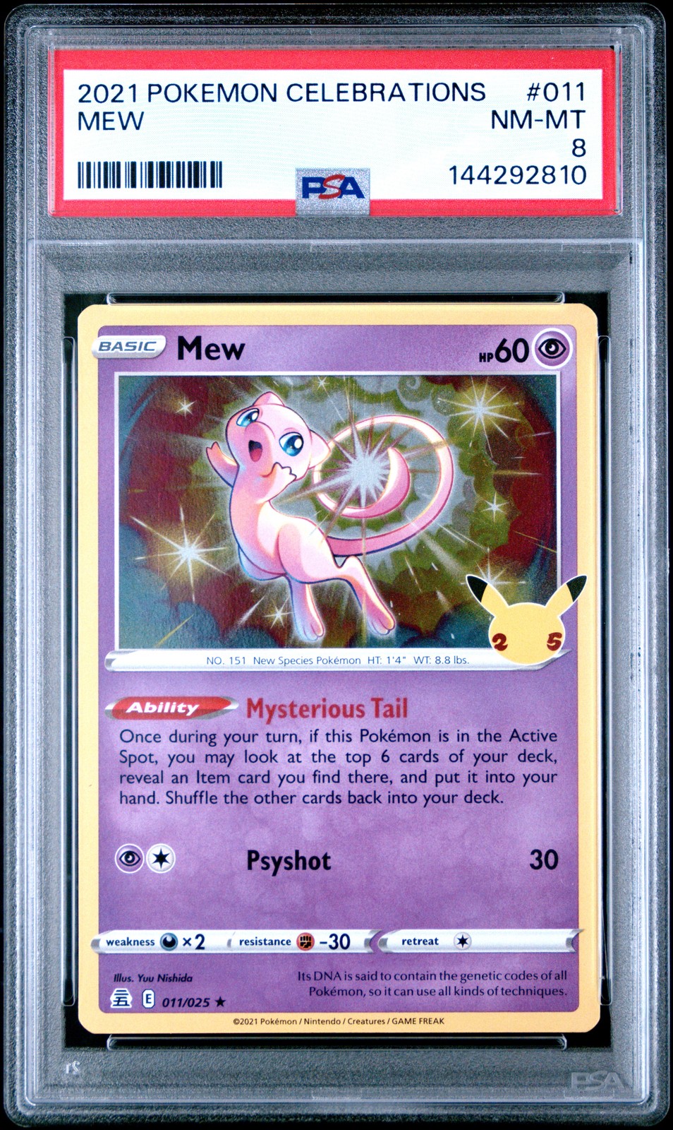 2021 POKEMON CELEBRATIONS #011 MEW PSA 8