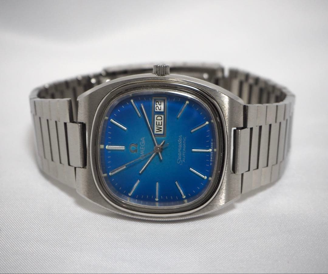 OMEGA Seamaster TV Screen Stainless Steel Blue Automatic Day-Date