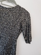 Kelly Brook Silver Sequin Dress Size 8 Mini Party Scoop Back Xmas Sparkle