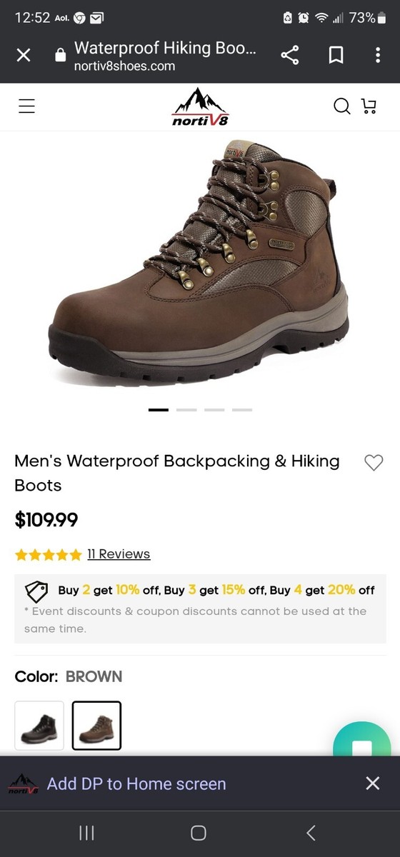 Nortiv8 Men’s Hiking Boots Size 10.5 M Brown Outdoors Athleisure Active Nortiv 8 Men main image 3