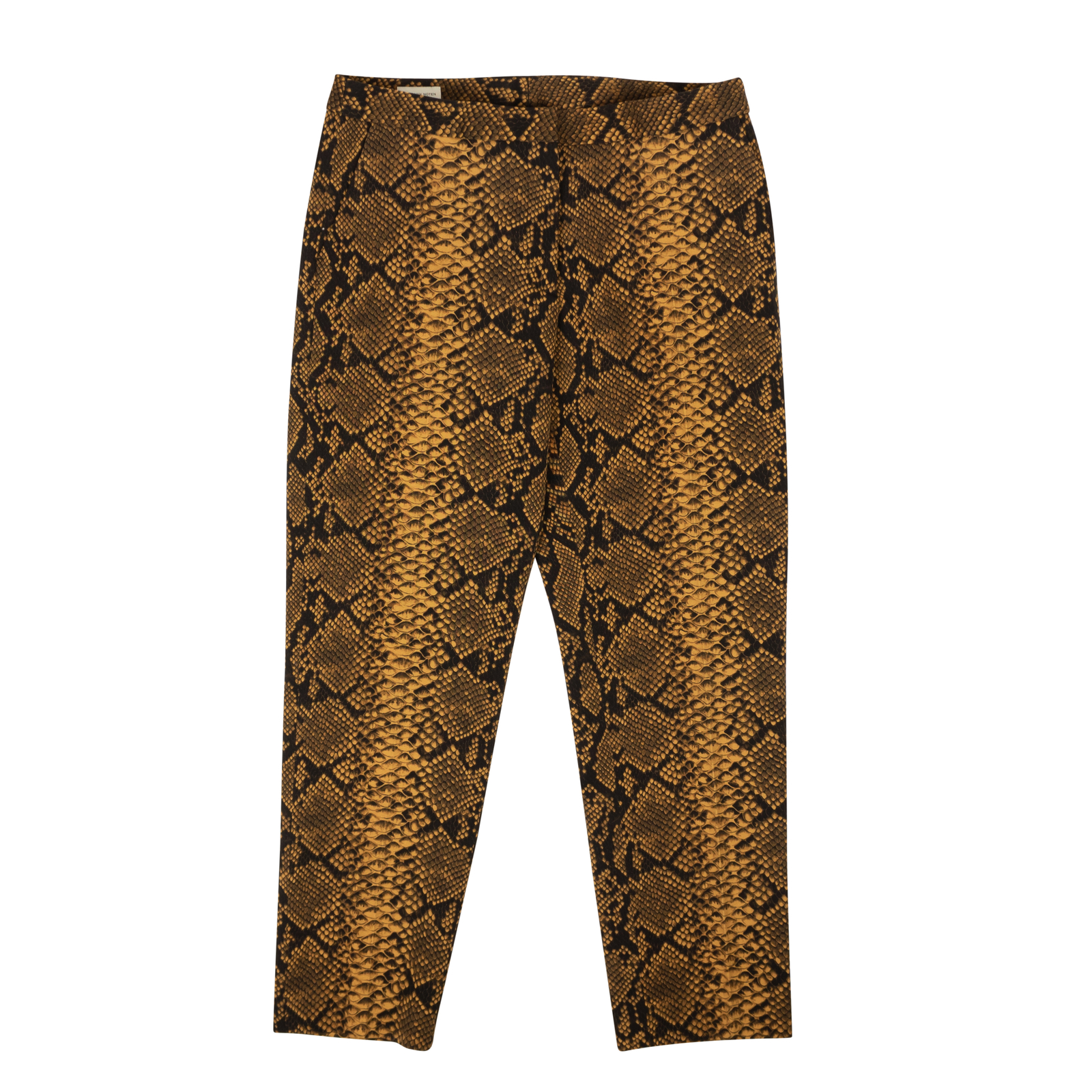 Шерстяные брюки с высокой посадкой от NWT DRIES VAN NOTEN с золотым змеиным принтом, размер 4/40, 890 $