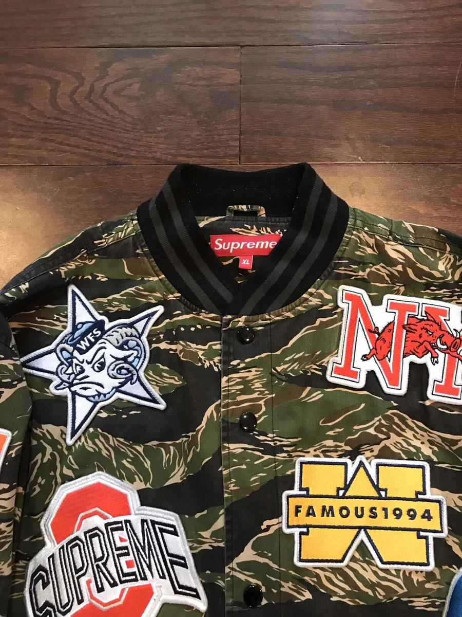 Supreme 07 NCAA Varsity Jacket EXTREMELY RARE Virgil Franchise Patches Tiger NBA