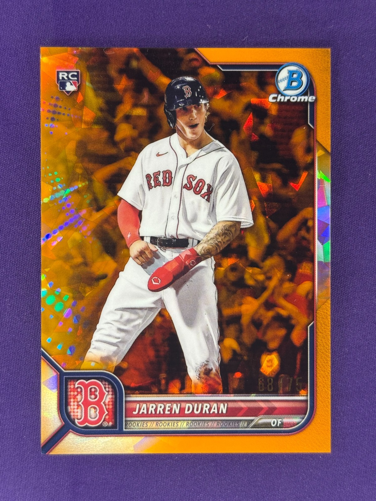 2022 Bowman Chrome Orange Sapphire Edition /75 #16 Jarren Duran (RC)