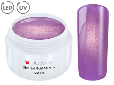 UV LED Gel GOLD METALLIC PURPLE Effekt French Color NailArt Modellage Lila Tips