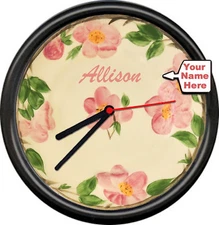 Rose Retro Vintage Look Roses Desert  Personalized Name Gift Sign Wall Clock