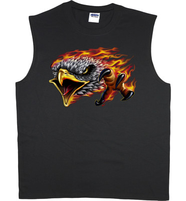 Men's sleeveless shirt biker eagle design decal muscle tee tank top