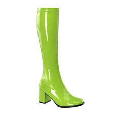 FINAL SALE 3" High Heel Gogo Dancer Lime Green Halloween Costume Knee Boots 8