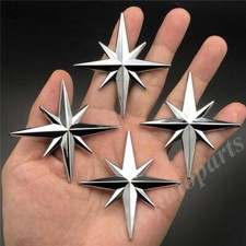 4x 3d Chrome Metal Compass Ocatagnal Star Car Emblem Trunk Badge Decal Stickers