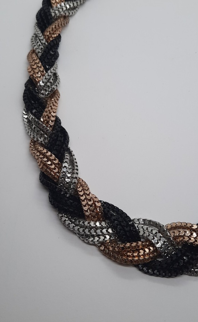 Chunky Multi Colored Braided Statement Necklace - image 4