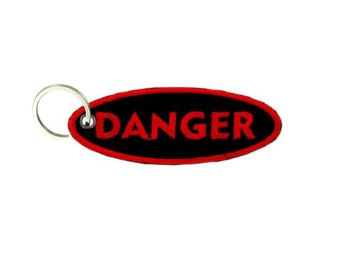 Toppa Ricamata Termoadesiva Per Tessuti - Stile Motociclista Skull - Modello Danger (39x10 Mm) - 2