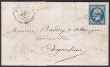 Old Classic Cover, OFCV0228 France Sc15 Napoleon, Aug. 22. 1857.
