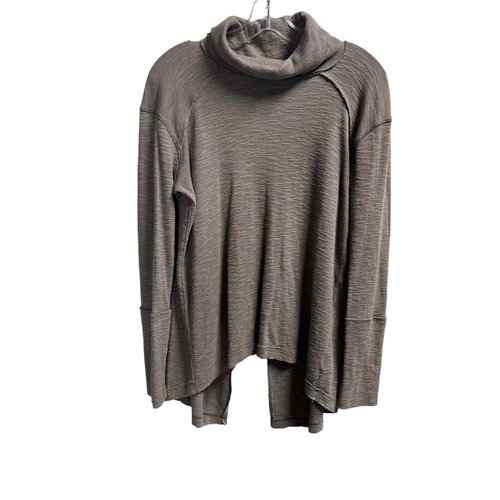 Free People Damen-Rollkragenpullover Shirt Größe Small braun Boho lässiger geteilter Saum