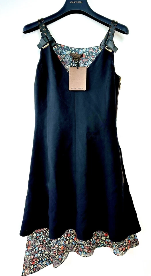 Vestido largo Louis Vuitton 2018 3,5 k cuero negro floral 34 36 2 4 6 XS S M Foto 2 de 4