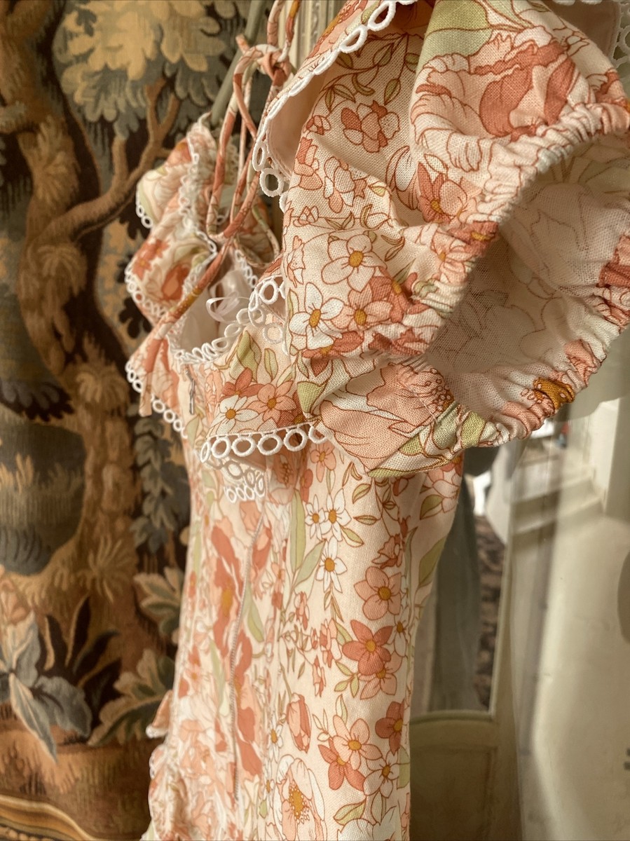 Bardot Off Shoulder Crochet Trim Floral Mini Dress SZ 10 Peach/ Ivory NEW |  eBay