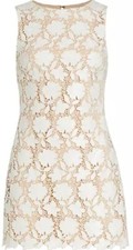 New ALICE + OLIVIA $495 White Beige Floral Sheath Sleeveles Mini Dress Size 10