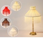 Classical Round LampShades Cloth Bead Lace Table Light Shade Cover Home Decor
