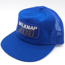 Vintage Belknap ACI Snapback Mesh Trucker Hat Patch Ball Cap Made In USA Blue
