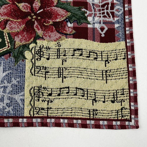 Christmas Placemats Set of 4 Tapestry Seasons Greeting Poinsettia Sheet Music - Picture 8 of 11