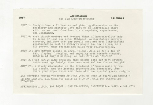 Affirmation Gay & Lesbian Mormons / 1979 - Picture 2 of 3