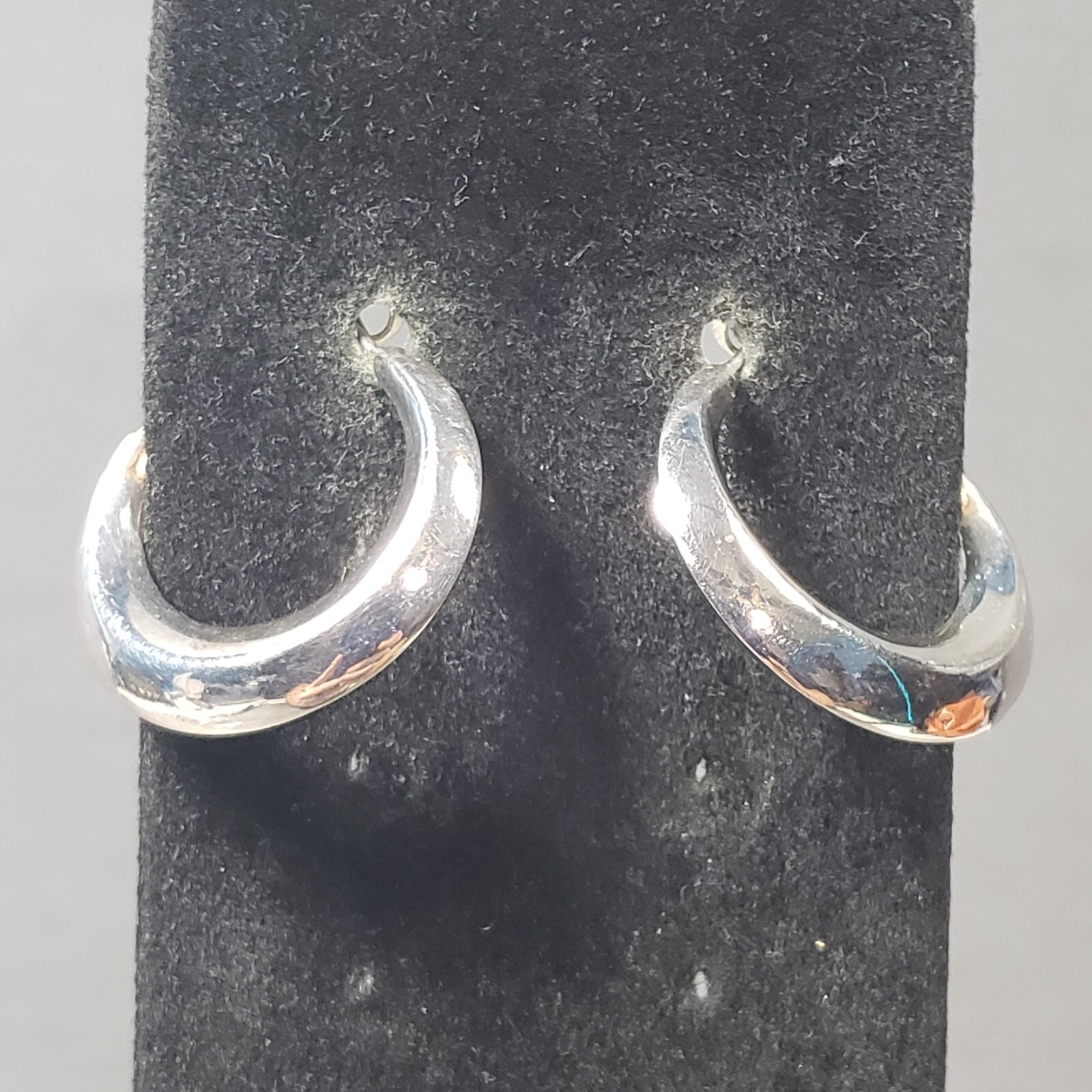 Hoop Earrings Silver Tone Statement Mid Century Modernist Boho 1.25