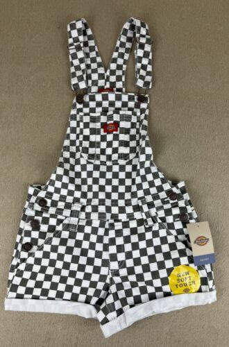 NWT Dickies Checkerboard Shortalls Overalls Shorts Skater Checkered S Romper - Picture 1 of 7
