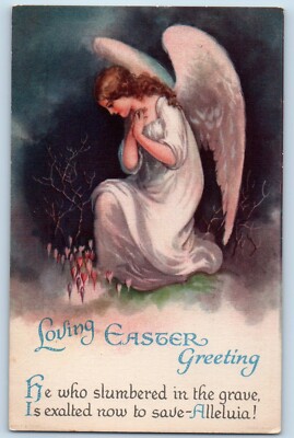 Wolf Postcard Easter Greeting Holy Angel Danbury Ohio OH 1926 Posted Vintage