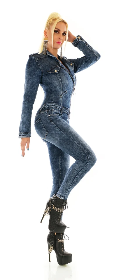 Chándal Mujer Todo Vaqueros Denim Azul Oscuro Sfumato Modelo Clavo Manga Larga - Imagen 3 de 4