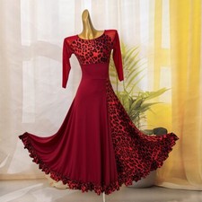 NEW Latin Ballroom Dance Dress Modern Salsa Waltz Standard Long Dress Q202