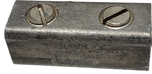 Burndy AMS-0 Mechanical Conn Splicer or Reducer Wire Range, Aluminum 14--1/0 AWG